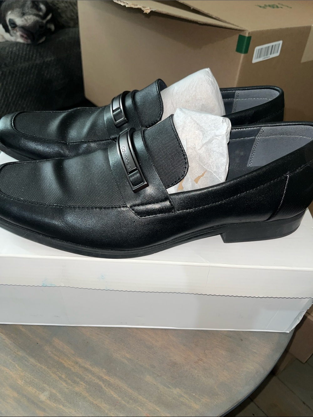 Calvin Klein Men's Black Slip-On Buckle Loafers
